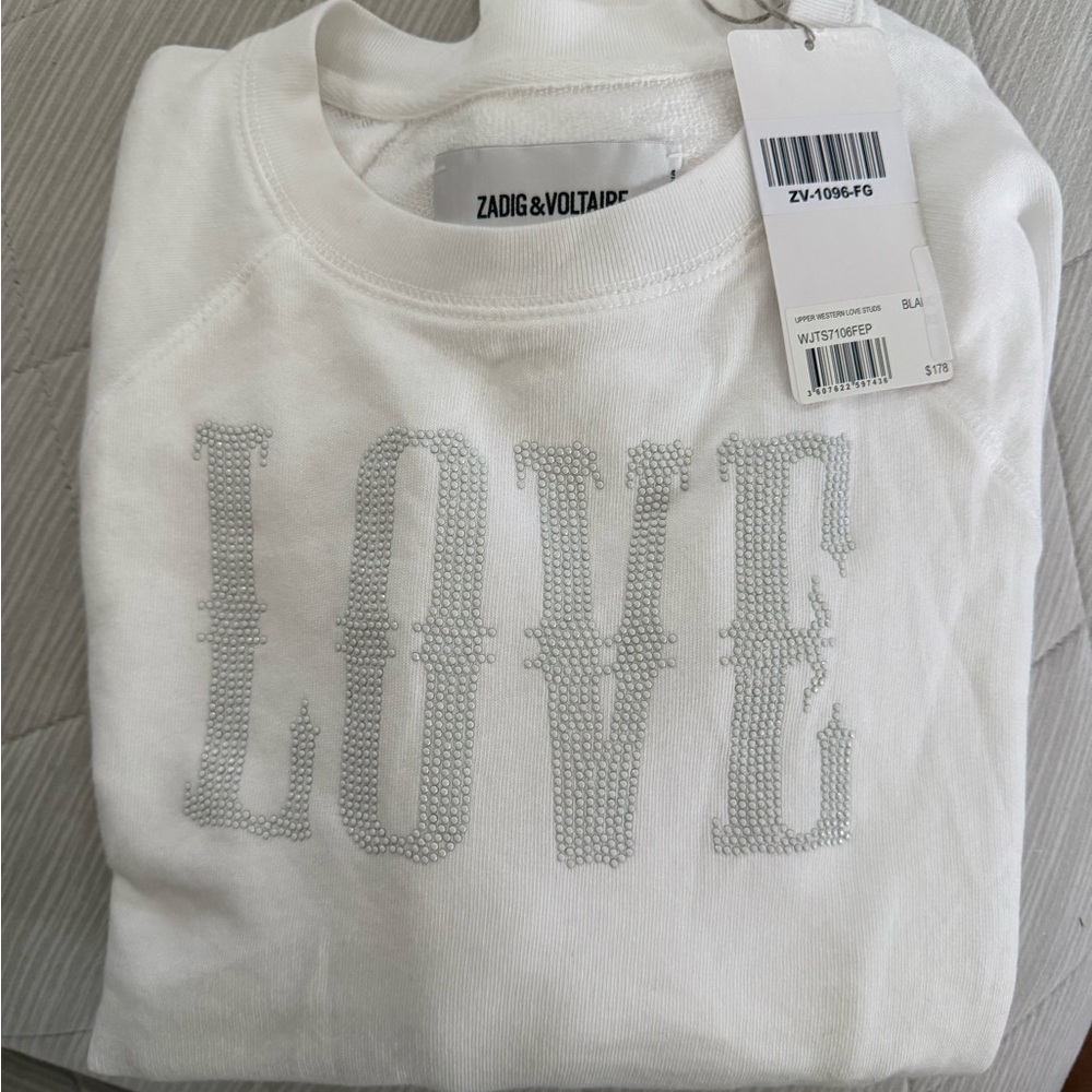 ZADIG & VOLTAIRE
Upper Western Love Studs Sweatshirt White Sz XS